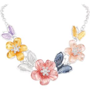 Statement Pastel Elegant Bib Collar Necklace for Women, Formal Evening Floral Jewelry Accessories Romantic Cool Gifts for Women