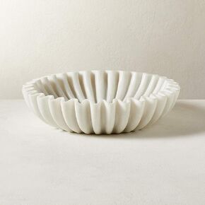 Ruffle Marble Scalloped Bowl 6 inches, White Marble Wavy Bowl, Handmade Marble Fluted Bowl, Centerpiece Marble Ruffle Bowl, Marble Jewellery Bowl (Black)