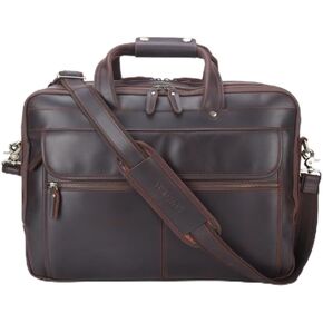 حقيبة سكالا للأعمال مقاس 18 بوصة، حقيبة جلدية محببة بالكامل للرجال، مقصورات ثلاثية، سحابات YKK وأجهزة نحاسية، حقيبة سفر، تناسب كمبيوتر محمول يصل إلى 18 بوصة in Kuwait