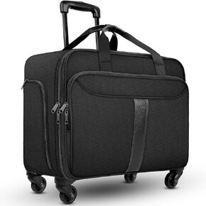 حقيبة كمبيوتر محمول دوارة للنساء من YOREPEK، حقيبة دوارة مقاس 15.6 بوصة مع 4 عجلات دوارة ومقبض تلسكوبي، حقيبة كمبيوتر محمول دوارة مقاومة للماء للعمل/السفر/الأعمال، أسود، in Kuwait