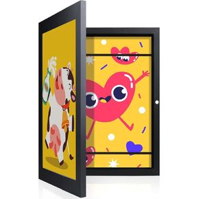 LaVie Home 10x12.5 Kids Art Frame 1 Pack Black Art Frame for Kids Artwork Changeable- Displays 10x12.5 Without Mat, Horizontal and Vertical Wall Mount for Children Art Projects in Kuwait