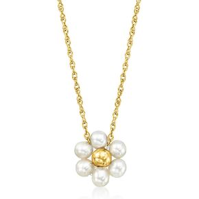 RS Pure by Ross-Simons 3-3.5mm Cultured Pearl Flower Necklace in 14kt Yellow Gold. 16 inches
