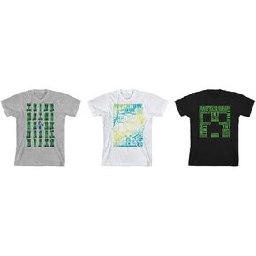 Minecraft Boom Survival Mode 3-Pack Boy’s Crew Neck Short Sleeve T-shirt Combo Set