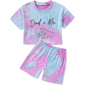 Toddler Girl Tie Die Outfits - Cute Baby Graphic Short Sleeve Top Shorts Set Casual Kids Summer Clothes
