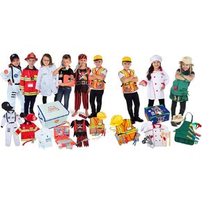 Born Toys 3-in-1 and 6-in-1 Kids' Dress Up & Pretend Play - Kids Costumes for Boys & Girls Ages 3-7 Washable Toddler Dress up Clothes w/Storage Box