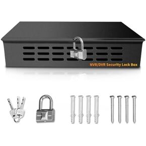 (DVR Security Lockbox) Heavy Duty Steel 9.13" x 10.7" x 2.48" for Wall or Floor Mount Enclosure, Network Cabinet, Metal Lockbox, NVR Safe Box, Bulletproof-Grade Thick Steel Plate