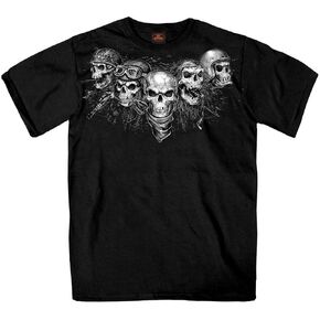 Hot Leathers unisex adult Tattoo GMS1423 Men s Five Skull Short Sleeve Black Shirt, Black, XX-Large
