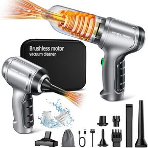 Car Vacuum Cleaner 3 in 1 15000PA Brushless Motor Handheld Vacuum Cordless Rechargeable Portable Mini Vacuum Cleaner Car Accessories for Men, Women,Car,Desktop Home Cleaning (Silver Grey)