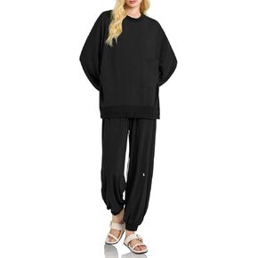 Fiosew Womens 2 Piece Outfit Oversized Pullover Tops Jogger Pants Loungewear Casual Tracksuit Set