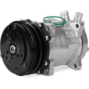 Universal A/C Compressor with Black 2PK Clutch Sanden SD 508 Style 5H14 R134A V Belt 12V