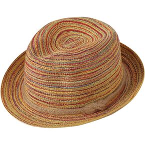 Fedora Straw Beach Hat UPF 50+ Multicolor Short Brim Trilby Sun Hat Summer Breathable Cowgirl Sun Beach Hat for Women Child