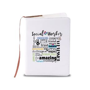 LQRI Social Worker Gift MSW Graduation Leather Notebook Social Worker Thank You Gift Coworker Journal Notebook (beige)