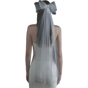 veils for women wedding,bridal veil bachelorette party,2 tier Big Bow short veil Hair clip fixation