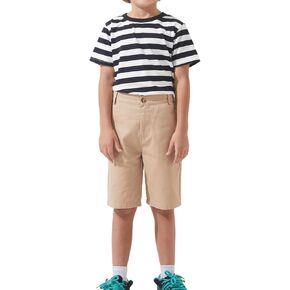 GRANDWISH Boys Chino Shorts, Kids Flat Front Twill Uniform Shorts, Black/Khaki/Navy, Size 6-14 (XS-XL)