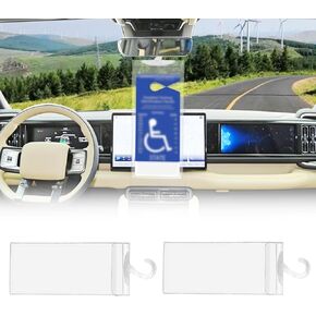 Ultra Transparent Handicapped Placard Holder with Plastic Large Hanger Handicap Parking Placard Holder (Set of 2)