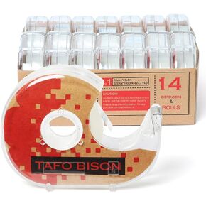 Transparent Tape Bulk for School with Dispenser Easy to Cut Clear Tape for Office Supplies and Home 0.7x1000 Inch 14 Pack