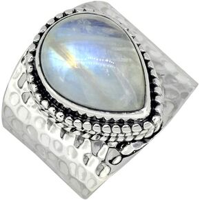 YoTreasure قوس قزح Moonstone الصلبة .925 خاتم الدمعة الفضة الاسترليني in Kuwait