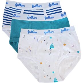 Feathers Boys Botany Print Tagless Briefs Underwear - 100% Cotton Super Soft Briefs (3/pack)