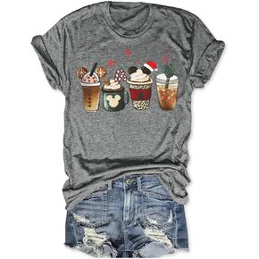 Tis The Season Shirts for Women Christmas Shirt Cute Snowman Christmas Tree Cakes Graphic Tees Winter Tops