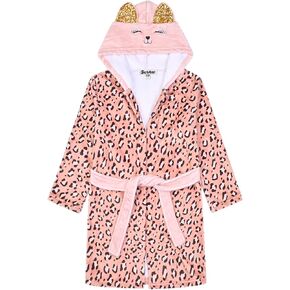 Jxstar Girls Bathrobes Kids Hooded Robes Pajamas Plush Soft Coral Fleece Sleepwear