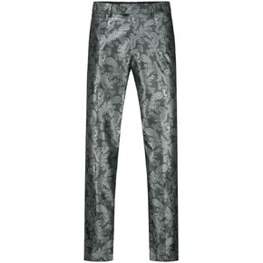 Men's Stylish Paisley Flat Front Casual Jacquard Dress Suit Pants