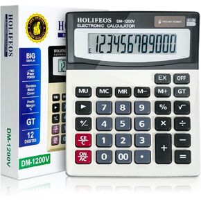 Calculator, 12-Digit Large LCD Display Calculators Desktop, Big Button Desk Calculator, Dual Powered Calculators for Office/School, Desktop Calculator with Standard Function, Basic Calculator