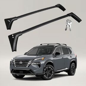 قضبان متقاطعة لحامل السقف 220 رطل متوافقة مع Nissan Rogue 2021 2022 2023 2024، أمتعة حاملة البضائع من الألومنيوم عالي التحمل وقابلة للقفل، أسود