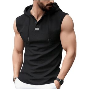 SOLY HUX Men's Summer Sleeveless Hoodie Drawstring Tank Top Casual Shirts