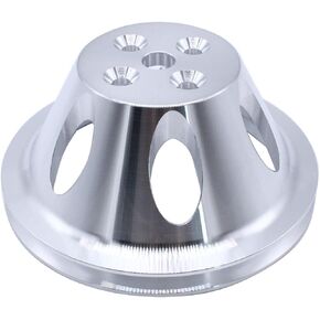 1 PC SHLPDFM Crankshaft Pulley 1 Single Groove Short Upper Water Pump Compatible with Small Block Chevy 283 305 327 350 Polished Billet Aluminum Lower