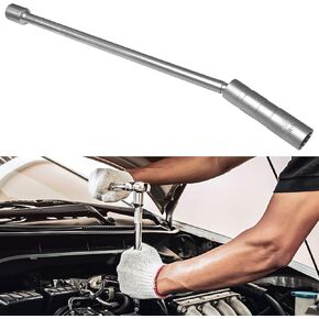 14MM Magnetic Spark Plug Socket Set, 3/8" Drive x 12" Extended Swivel Thin Wall Spark Plug Removal Tool with 12 Point, Professional Car Accessories Spark Wrench for BMW, Mini, Nissan and More