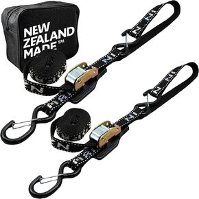 Motorcycle Tie Down Straps 1" x 8’ Heavy Duty Cam Buckle Straps with Soft Loops & Safety Hooks - Motorcycle Straps for Securing Motorbikes, Dirtbikes, ATV, UTV - 2 Pack