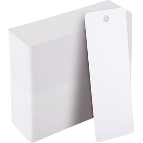 Juvale 300 Pack Bulk Blank Bookmarks to Decorate, White Plain Cardstock Page Markers with Hole for Gift Tags, Price Hanging Labels, DIY Art and Craft Projects (6 x 2 Inch)