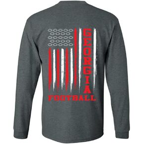 Trenz Shirt Company Georgia Football Flag Unisex Long Sleeve Shirt-Heather Grey-Medium