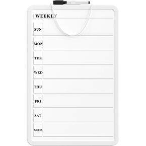 MaxGear Weekly Calendar White Board for Wall, 11"x 17" Double-Sided Magnetic Dry Erase Board, Includes a Black Dry Erase Marker, Portable Whiteboard for Planning, Drawing, Memo, to Do List