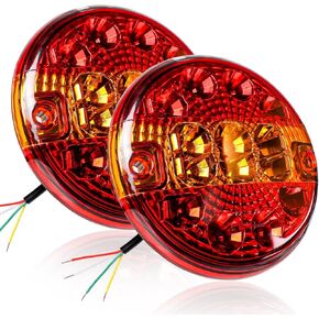 2Pcs LED Rear Trailer Lights, 12/24V Waterproof LED Tail Light Stop Brake Light Turn Signal Indicator Lamp for Caravan Van Boat Camper Truck Lorry Tractor