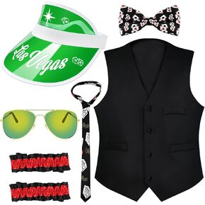 مجموعة سترة تاجر الكازينو أقنعة قبعة ربطة القوس فيونكة شارات النظارات الشمسية سترة للبالغين لمستلزمات فستان الحفلات في لاس فيغاس كاسنيو in Kuwait
