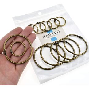 HAO PRO 12 Pack Extra Thick Loose Leaf Binder Rings 2 Size Bronze Metal Ring 1" 2" Inside Width Paper Holder Key Ring Lager Book Rings for Cards Flashcards Curtains Document Stack and Swatches in Saudi Arabia
