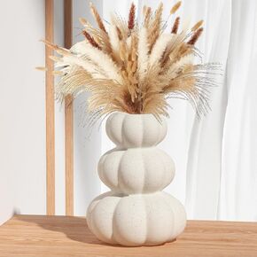 White Ceramic Vase, Ceramic Flower Vase,Boho Vase Suitable Pampas Grass and Flowers, Minimalist Decorative Vase for Home Decor Room Decor Living Room Decor Coffee Table Decor