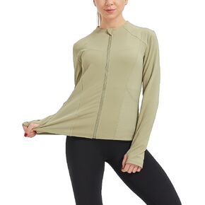 Women's Lightweight Athletic Jacket Long Sleeve Hiking Workout Tops Zip Up Running Jacket with Pockets