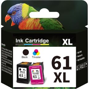 مجموعة خراطيش حبر 61XL مجموعة بديلة عالية الإنتاجية لحبر HP 61 تعمل مع طابعة HP OfficeJet 2620 4630 Envy 4500 4509 5530 Deskjet 1000 1510 2050 3000 (1 أسود، 1 ثلاثي الألوان)