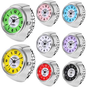 CdyBox 8 Pack Elastic Finger Watches Casual Couple Rings Watch Round Dial Quartz Ring Watches for Women