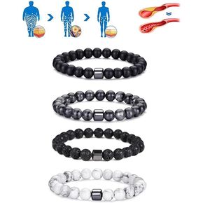 Histone Germanium Lymphatic Detox Bracelet For Women, Natural Stone Beads Layered Lymphatic Drainage Health Energy Healing Bracelets Adjustable Crown Beaded Gift Jewelry