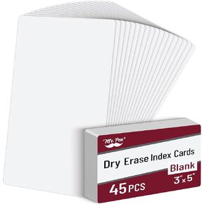 Mr. Pen- Dry Erase Index Cards 3x5, White, 45pcs, Dry Erase Cards, Dry Erase Playing Cards, Dry Erase Flash Cards Laminated Cards, Whiteboard Cards, White Board Cards, Erasable Flashcards