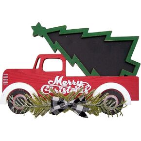 Gerson Wooden Holiday Truck with Pine Tree Chalkboard, 14 Inches Long