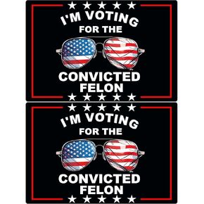 2 Pack I'm Voting for The Convicted Felon Funny Pro Trump 2024 Magnet Decal Car Bumper Window Waterproof Magnets Decoration, Black, SLL-10231