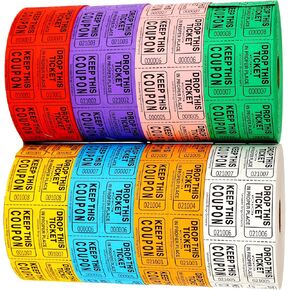 Double Row Raffle Event Roll Tickets - 1000 Consecutively Numbered, Perforated, Hold This Coupon Tickets - Multipacks (4-Pack)