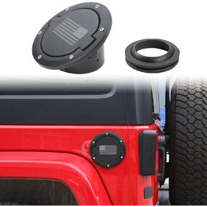 JeCar Fuel Filler Door Gas Cap Cover American Flag Fuel Door Exterior Accessories for 2007-2018 Jeep Wrangler JK & Unlimited Sport Sahara Rubicon X