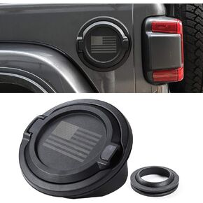 JeCar For JL Gas Cap Cover Fuel Filler Door Gas Cap Fuel Tank Door Gas Tank Cap for Jeep Wrangler JL JLU Unlimited Rubicon Sahara 4-Doors 2-Doors 2018-2021 Black, USA Flag
