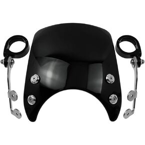 HDBUBALUS Motorcycle Windshield Windscreen,1.57‘’ Fork Mount 5.9‘’ Round-Headlight For Harley Sportster 883 XL883 1200 Custom XL1200 Low（Black） in Saudi Arabia