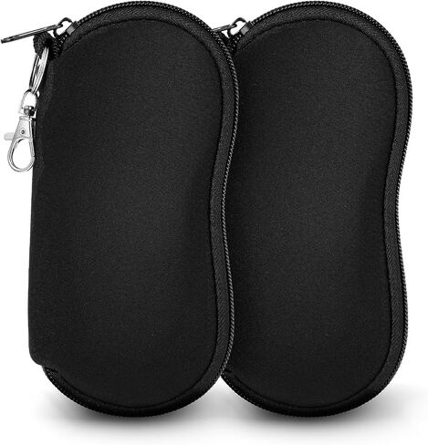 2 Pack Neoprene Eyeglass Case Soft Eyeglass Cases For Men Zipper Sunglasses Soft Case Portable Sunglasses Case With Clip Ultra Light Sunglasses Safety Pouch Sunglass Holder For Purse For Men Women in Saudi Arabia